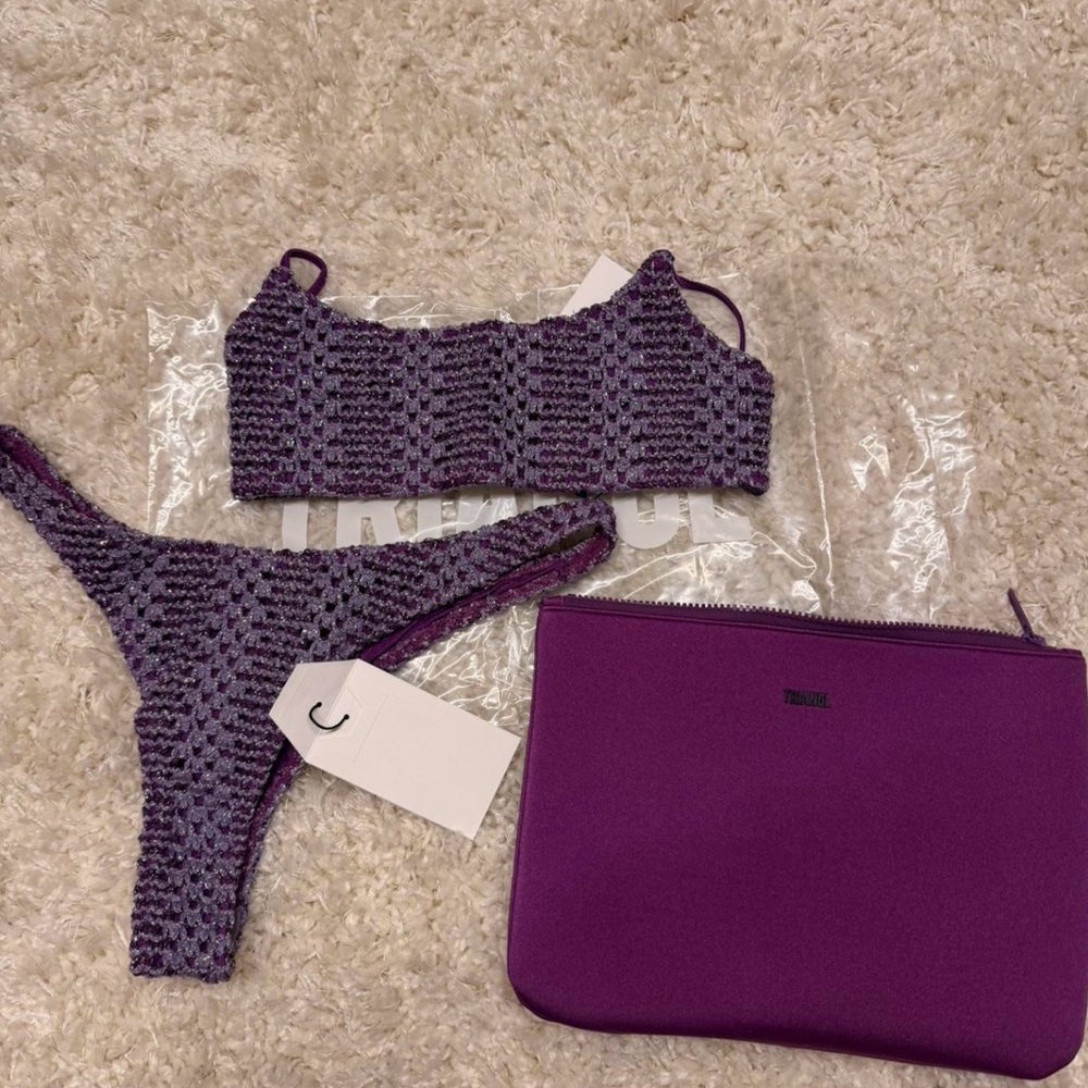 triangl swimwear Purple Crochet Bikini Set
